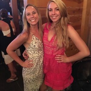 Hot pink lacy dress size M gently used